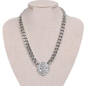 SMALL SILVER LION HEAD NECKLACE